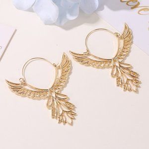 Gold Bohemian Eagle Wings Angel Wings Southwestern Earrings NEW